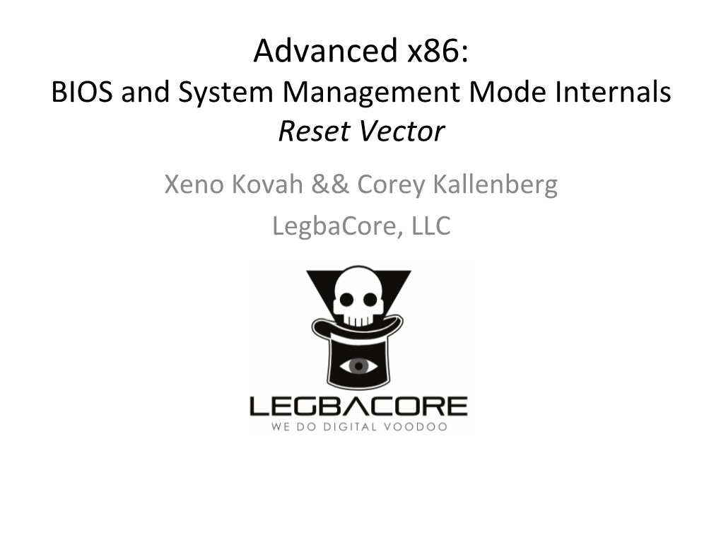BIOS and System Management Mode Internals Reset Vector