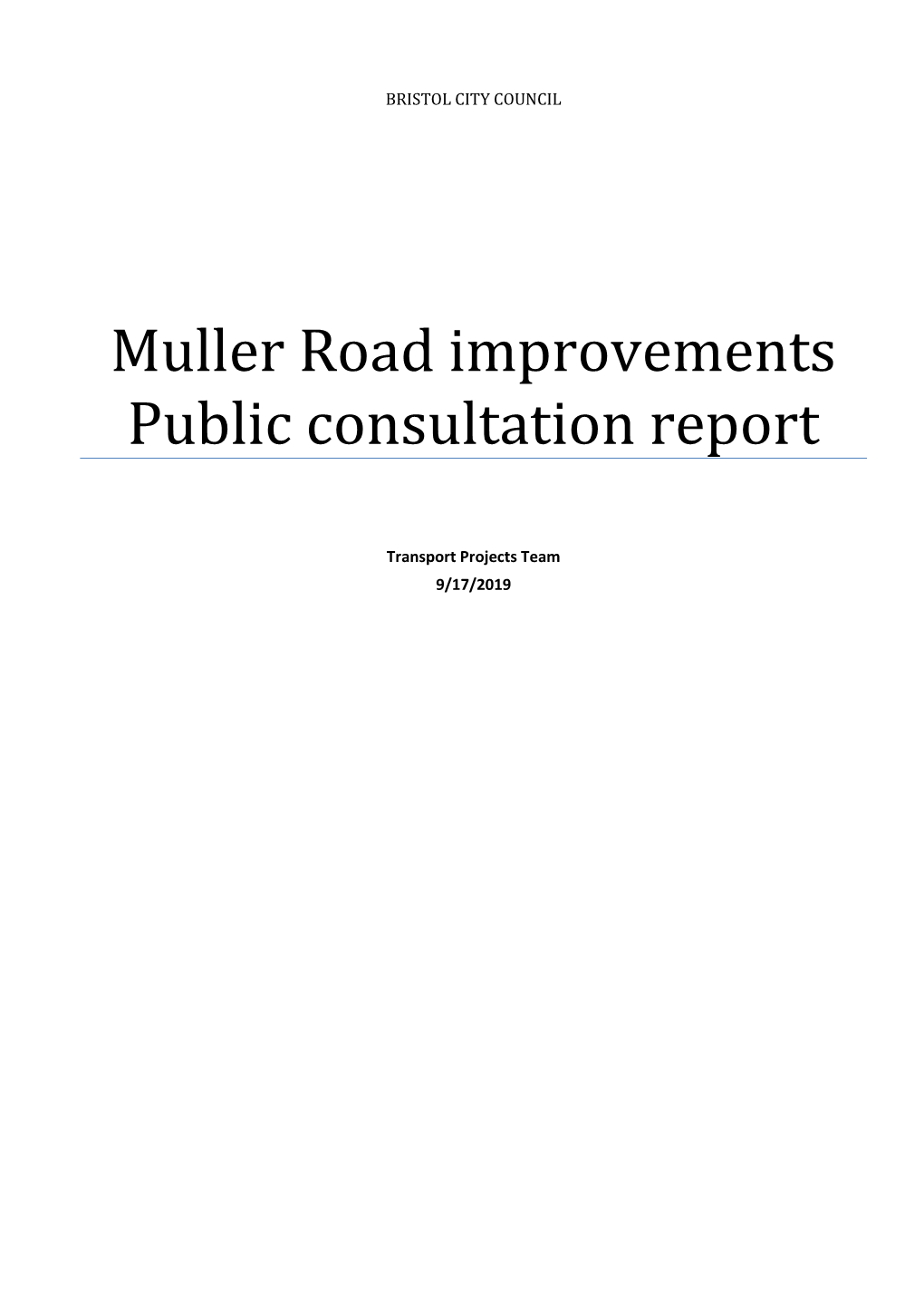 Muller Road Improvements Public Consultation Report
