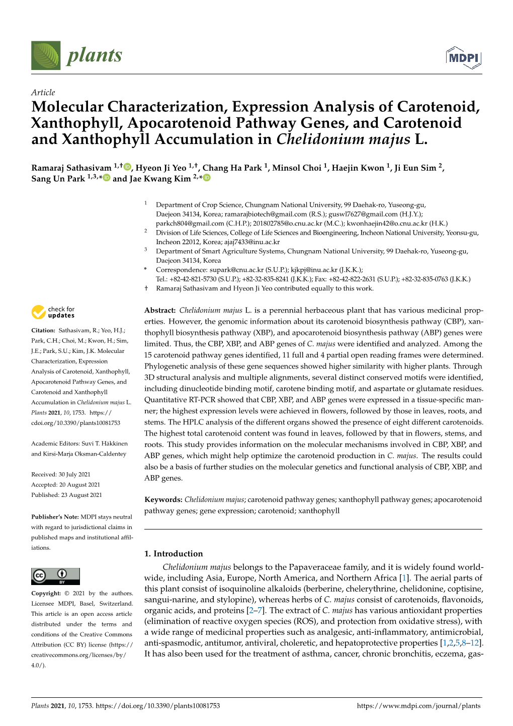 Molecular Characterization, Expression Analysis of Carotenoid