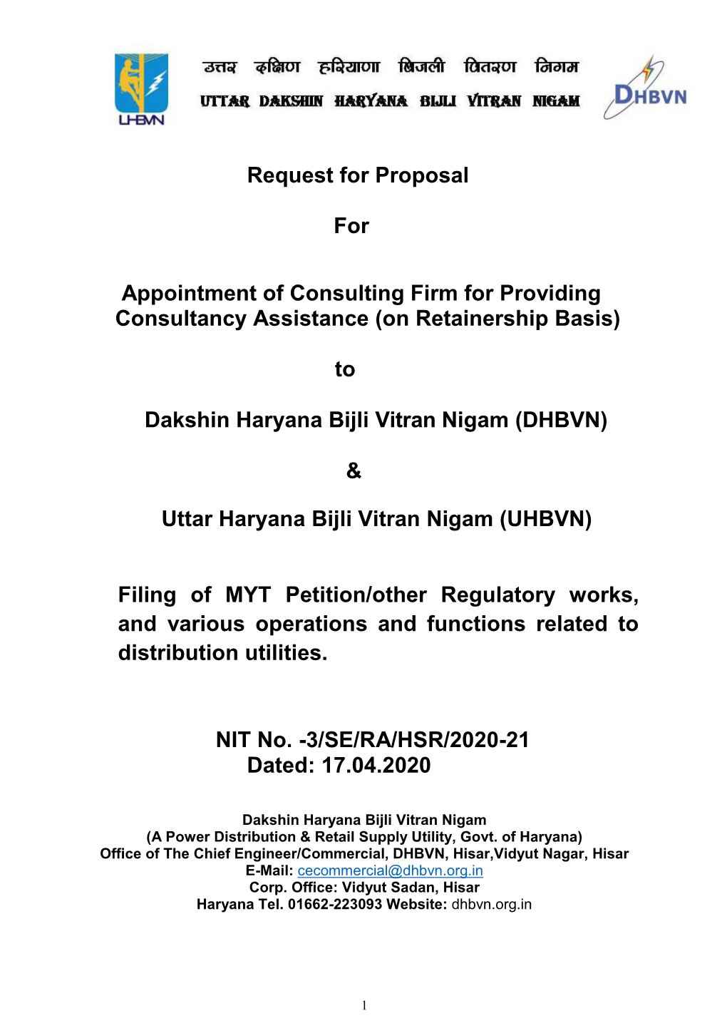 Request for Proposal for Appointment of Consulting Firm for Providing
