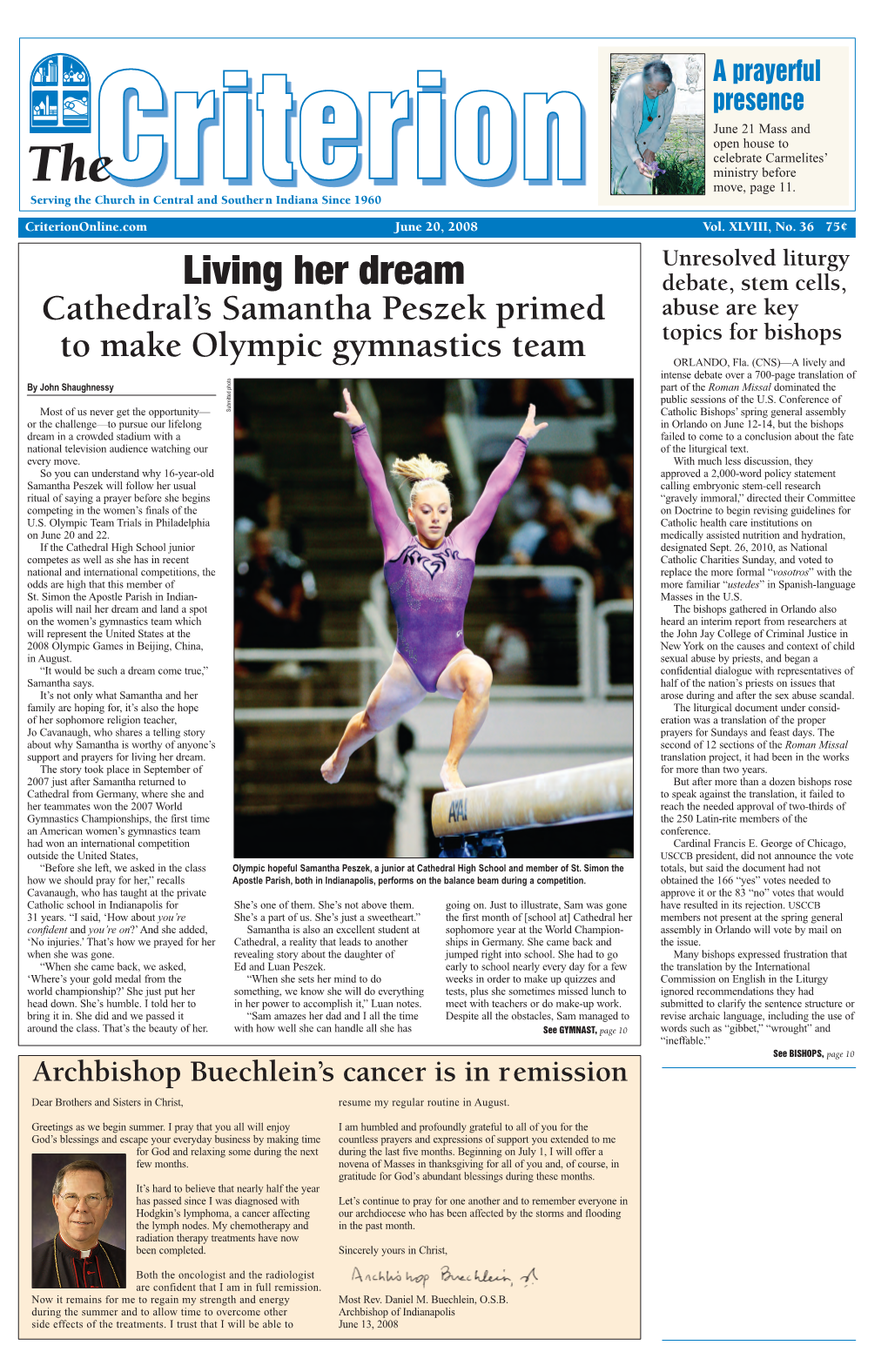 Living Her Dream Debate, Stem Cells, Cathedral’S Samantha Peszek Primed Abuse Are Key Topics for Bishops