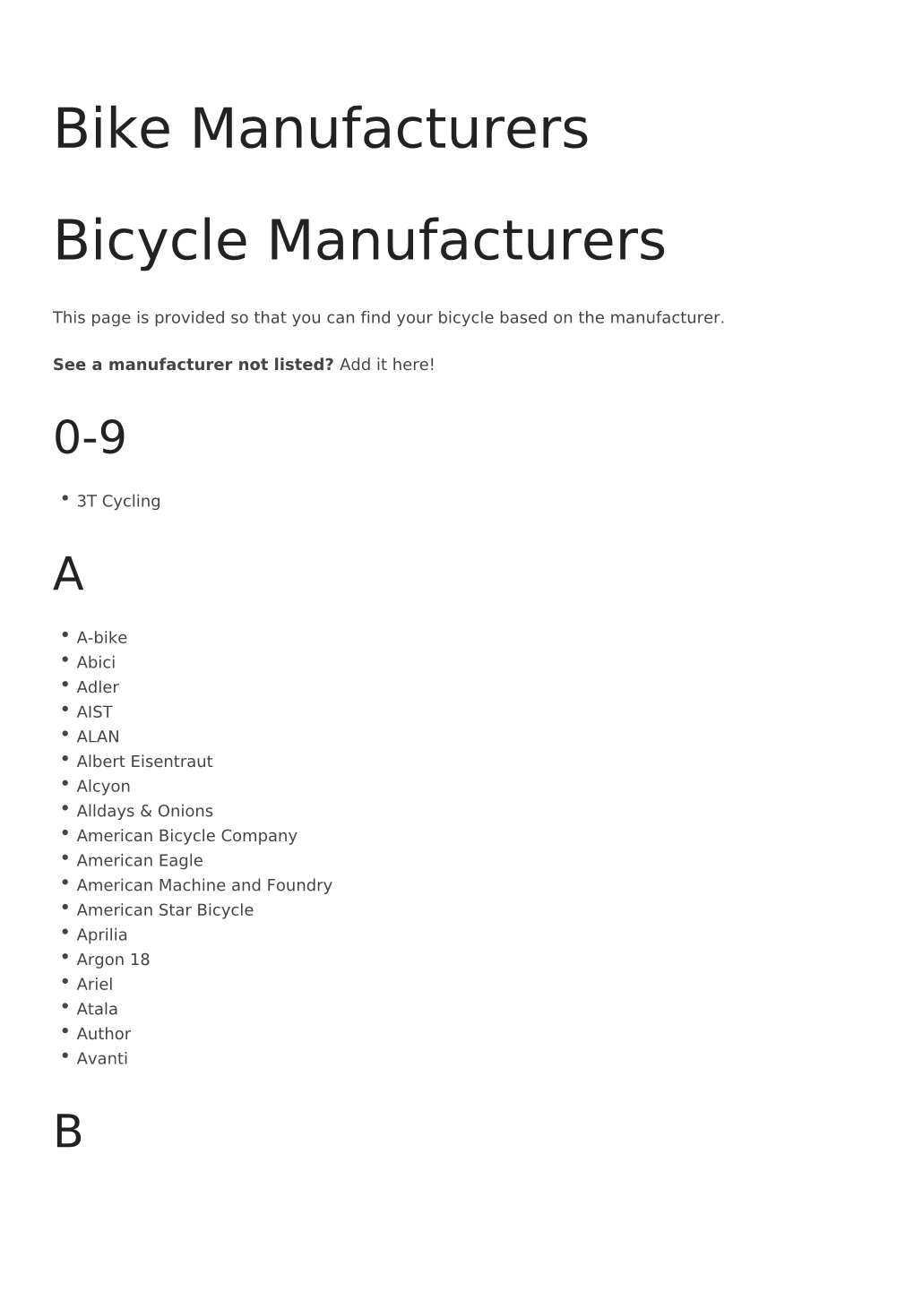 Bike Manufacturers