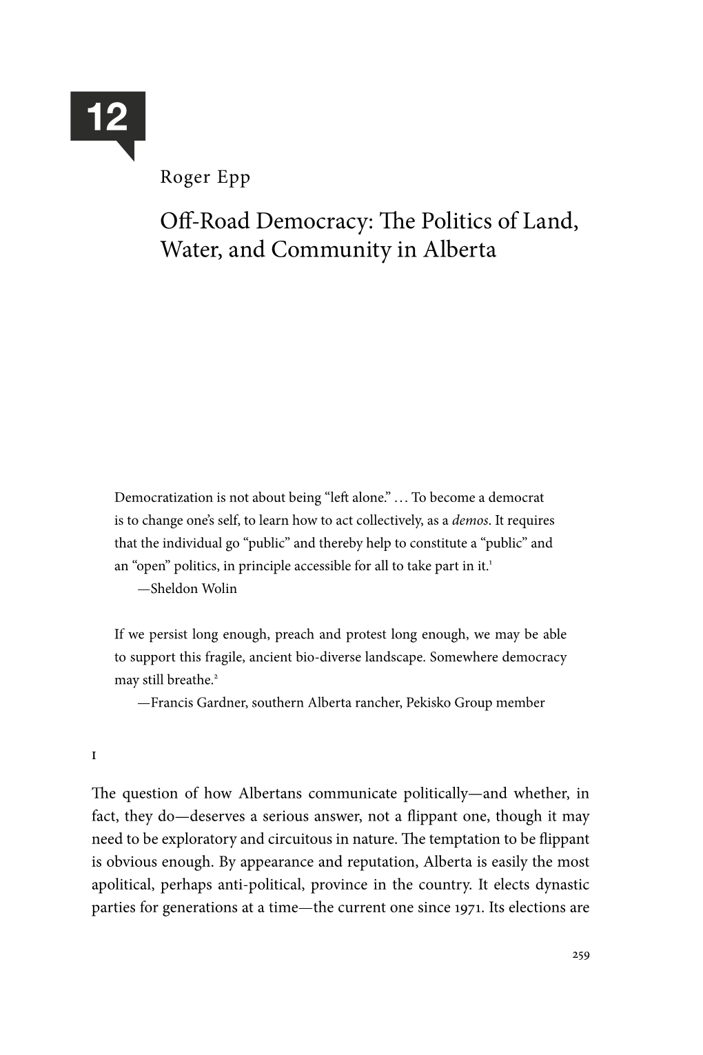 12. Off-Road Democracy: the Politics of Land, Water, and Community In