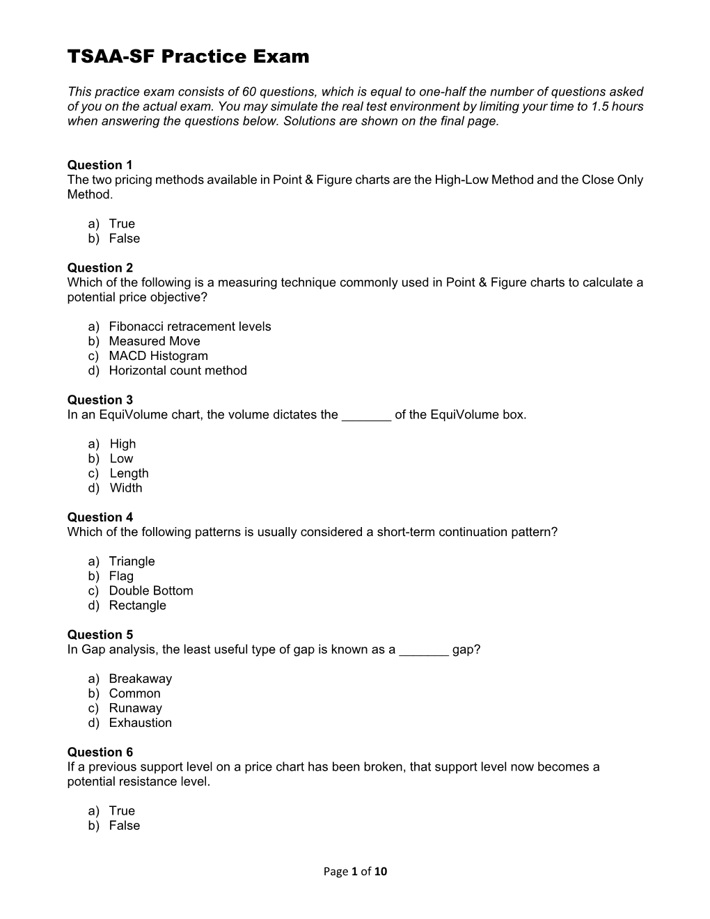 TSAA-SF Practice Exam