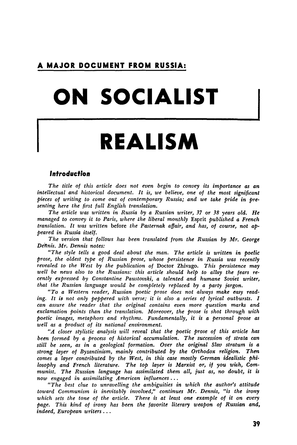 On Socialist Realism