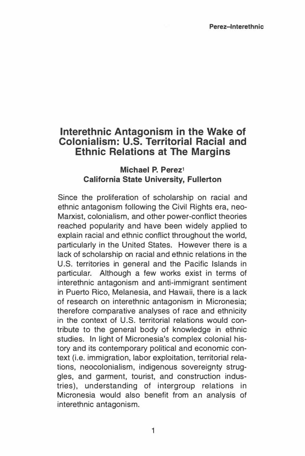 Interethnic Antagonism in the Wake of Colonialism: U.S. Territorial Racial and Ethnic Relations at the Margins