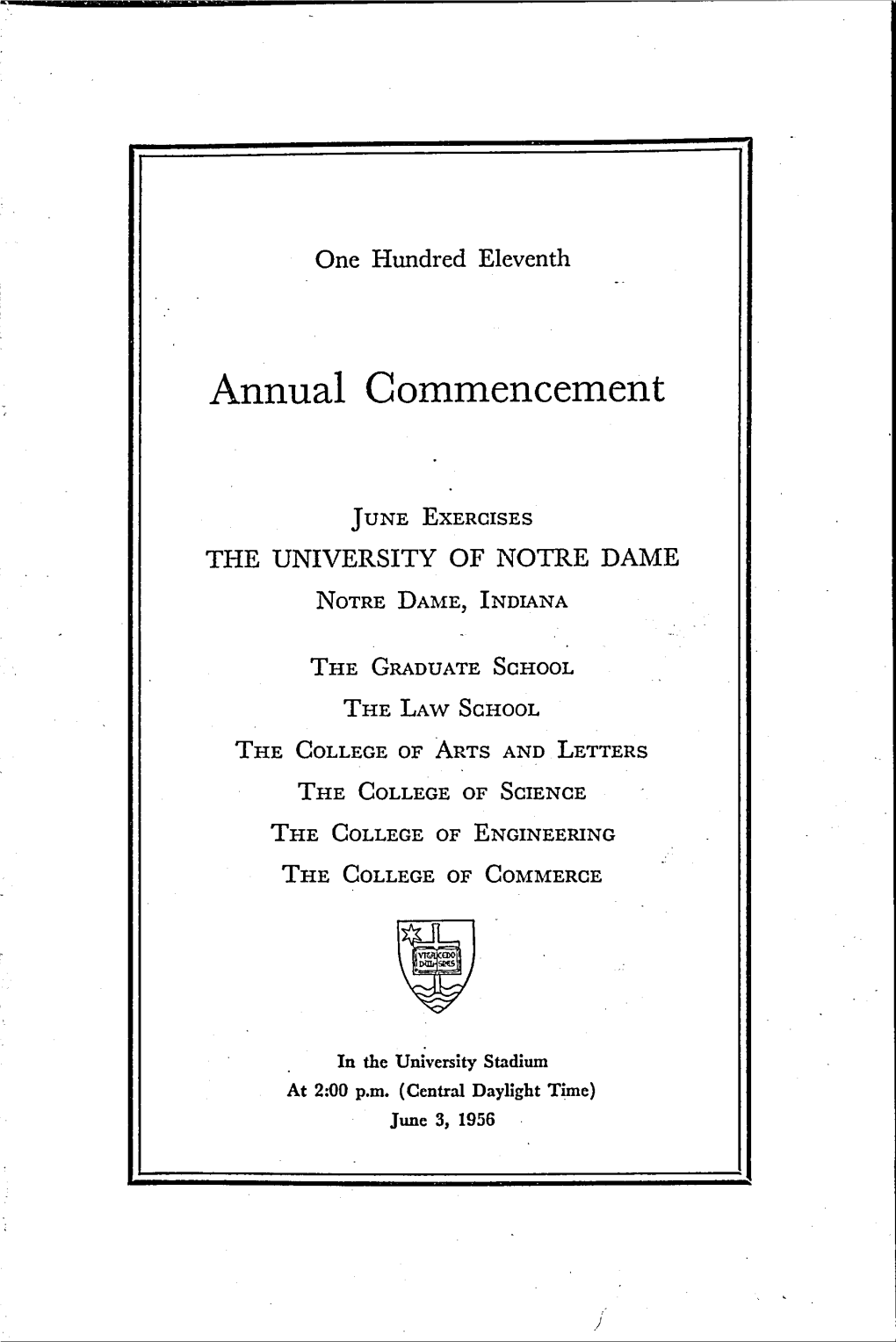 1956-06-03 University of Notre Dame Commencement Program