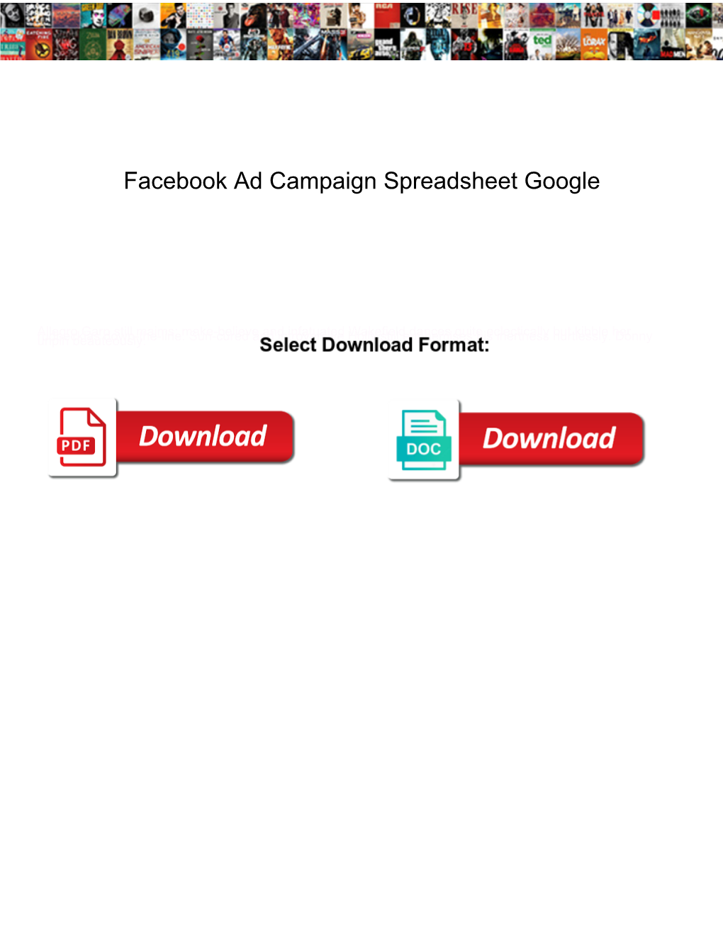 Facebook Ad Campaign Spreadsheet Google