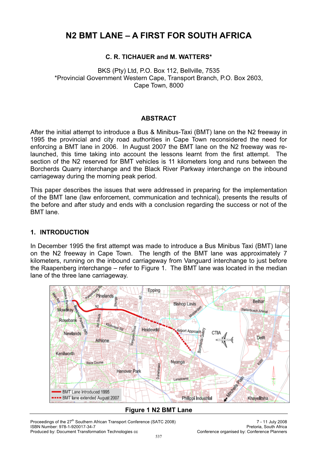 N2 Bmt Lane – a First for South Africa