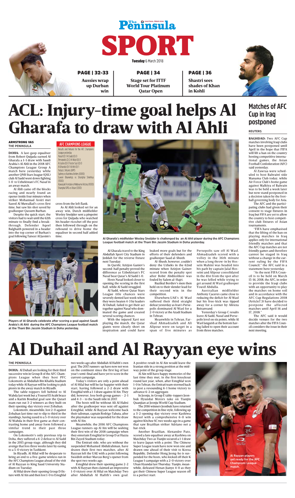 Al Duhail and Al Rayyan Eye Wins the PENINSULA Two Weeks Ago After Abdullah Al Hafith’S Own a Positive Result in Al Ain Would Leave the Goal