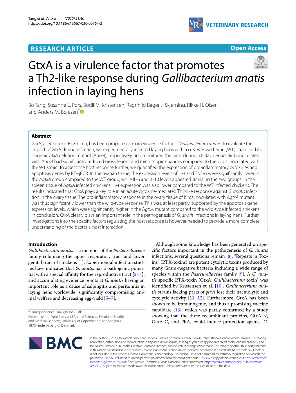 Gtxa Is a Virulence Factor That Promotes a Th2-Like Response