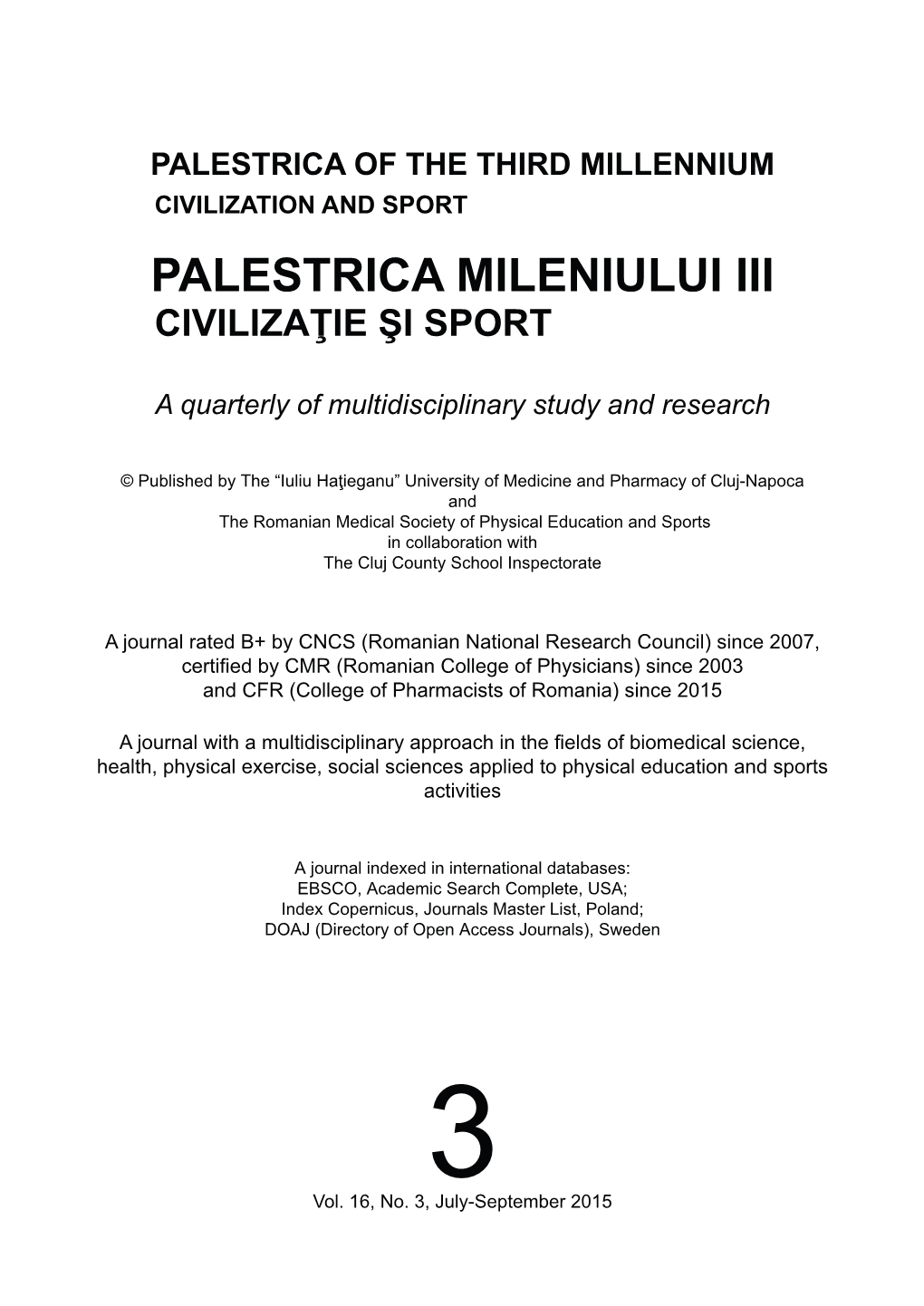 Palestrica Mileniului Iii Civilizaţie Şi Sport