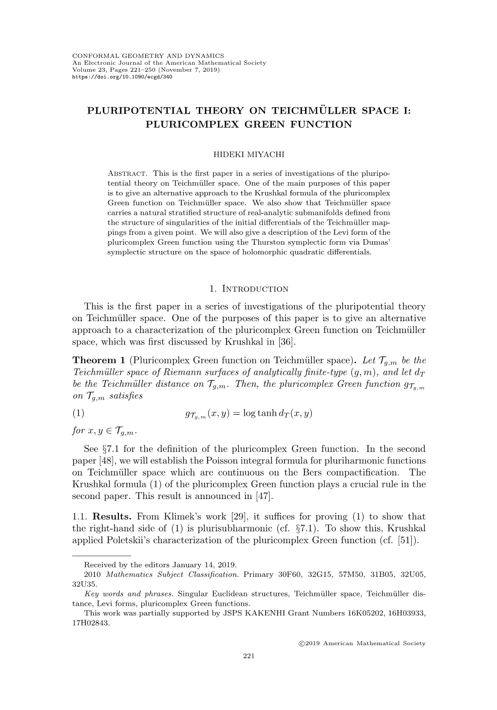 Pluripotential Theory on Teichmüller