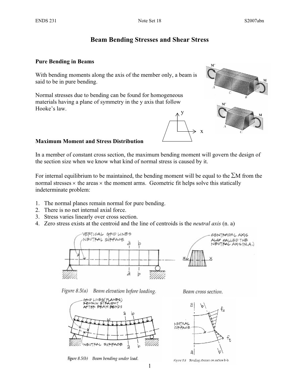 Beam Bending Stresses and Shear Stress