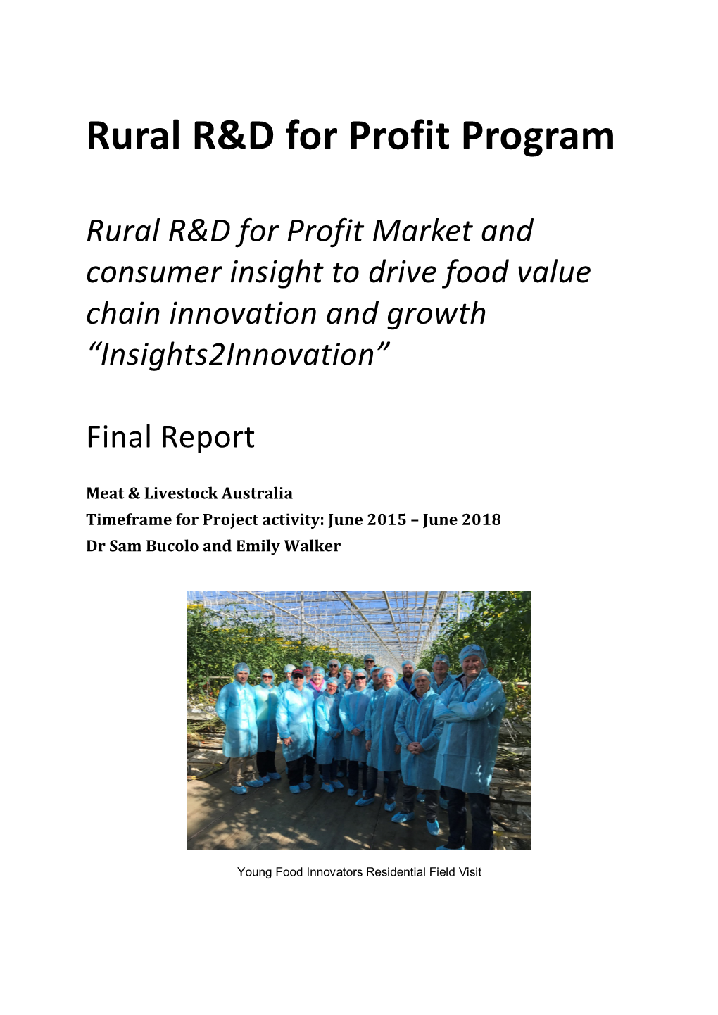 “Insights2innovation” Final Report