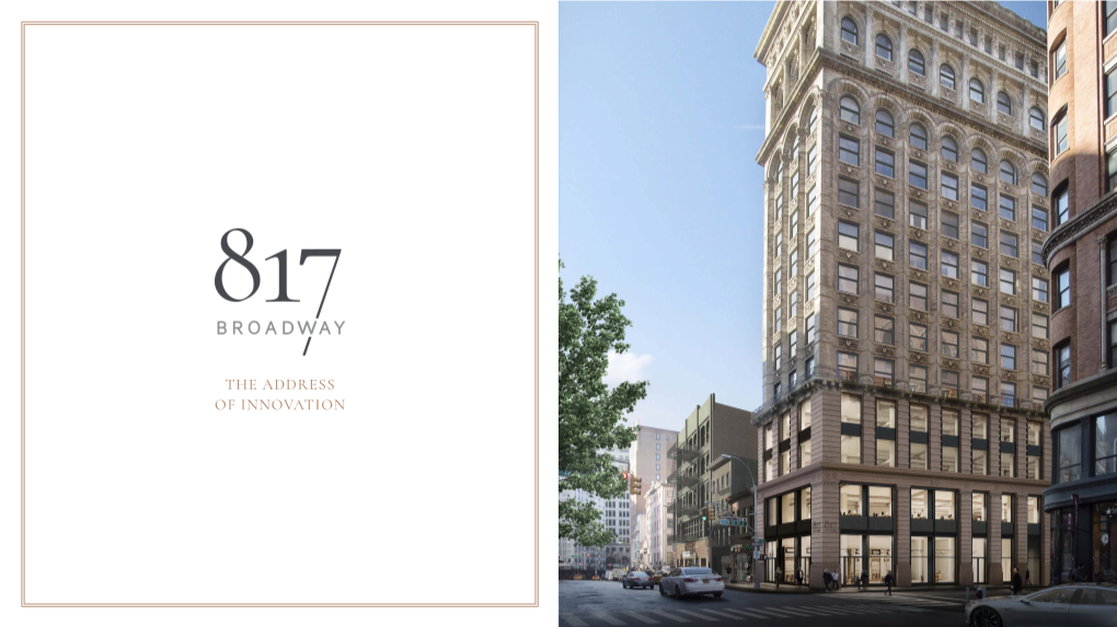 THE ADDRESS of INNOVATION 1908 ARTIST RENDERING 12TH STREET ELEVATION ELEVATION 01 02 03 Designed by Architect George B