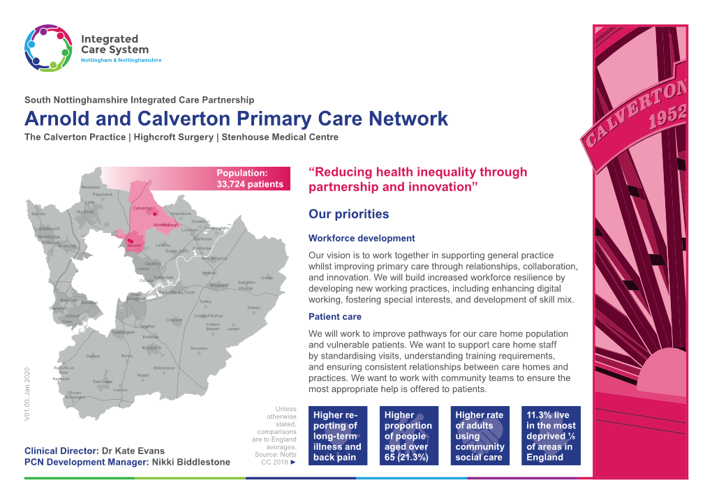 Arnold and Calverton Primary Care Network the Calverton Practice | Highcroft Surgery | Stenhouse Medical Centre