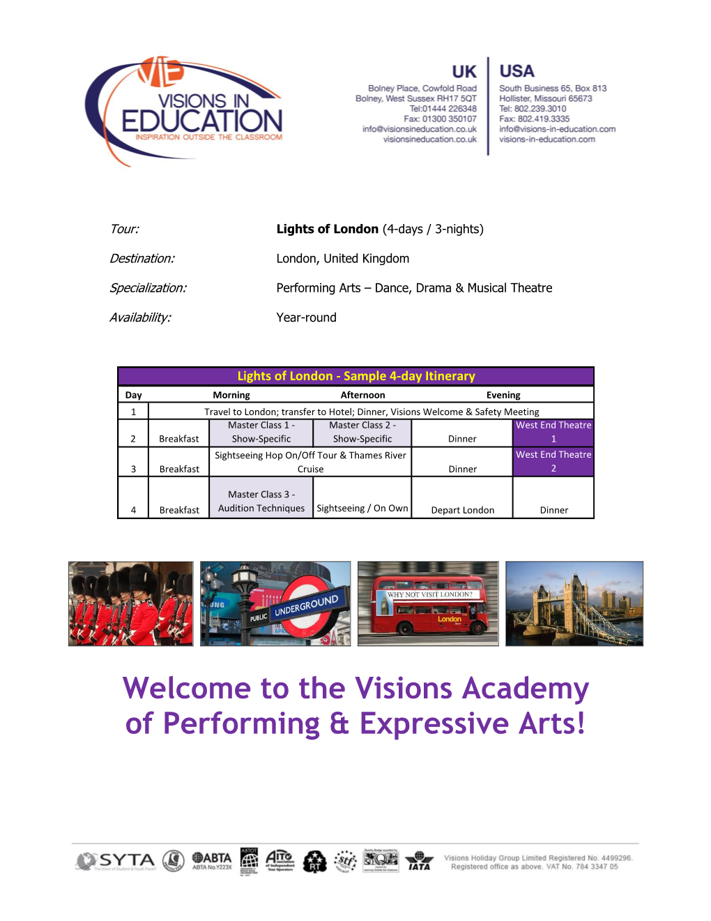 Welcome to the Visions Academy of Performing & Expressive Arts!