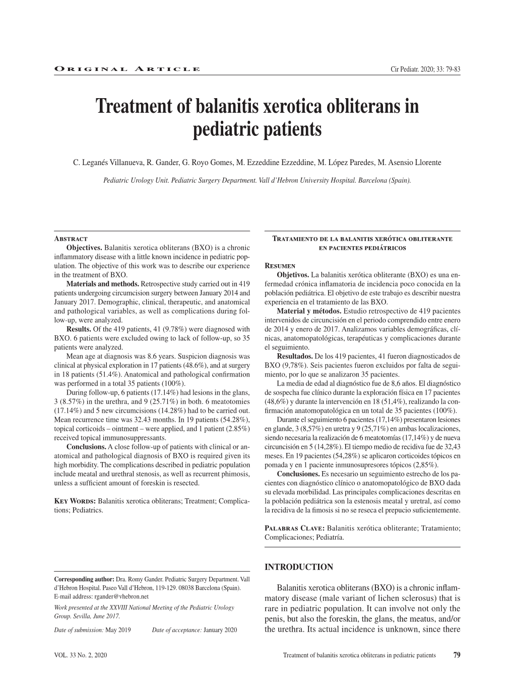 Treatment of Balanitis Xerotica Obliterans in Pediatric Patients