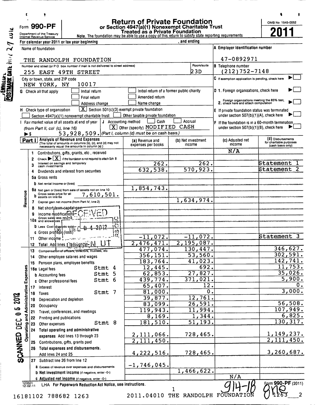 Form 990-PF Return of Private Foundation