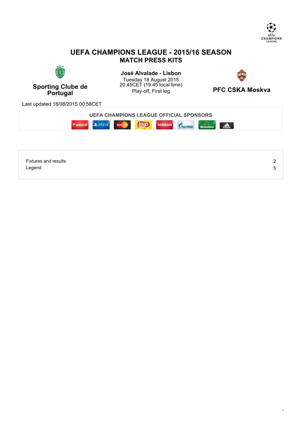 Uefa Champions League - 2015/16 Season Match Press Kits