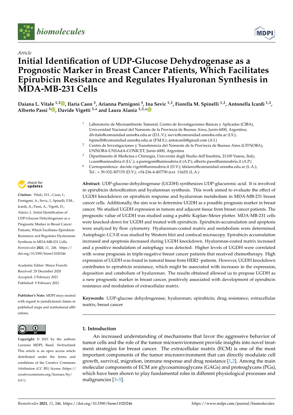 Initial Identification of UDP-Glucose Dehydrogenase As a Prognostic