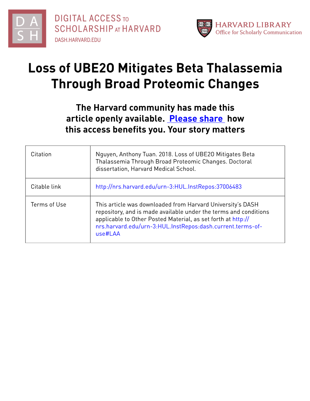 Loss of UBE2O Mitigates Beta Thalassemia Through Broad Proteomic Changes