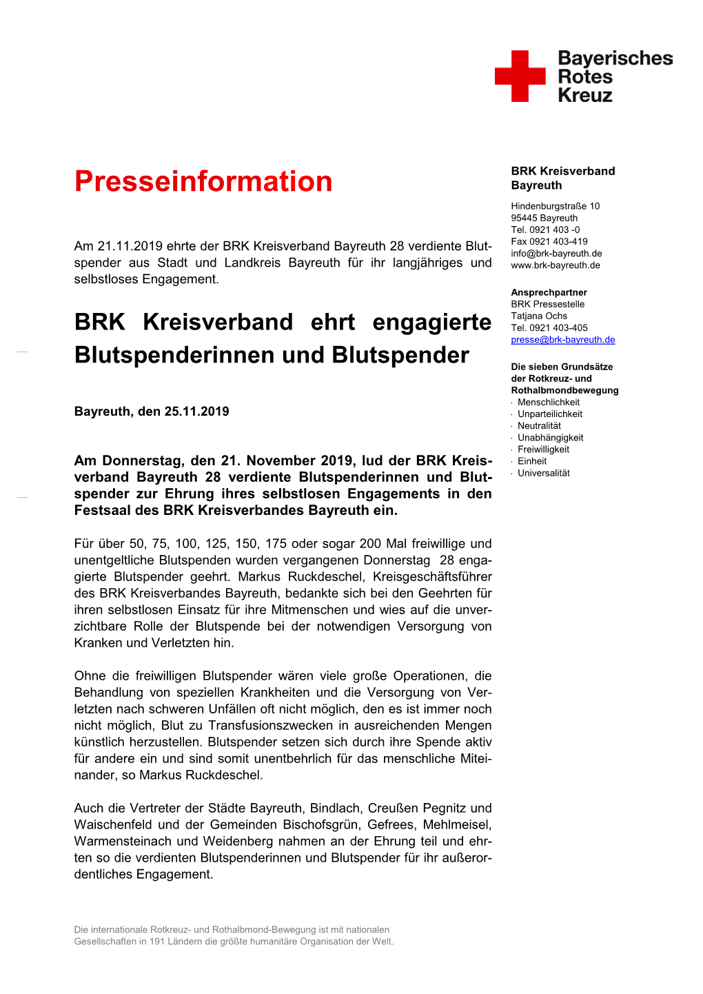 BRK Kreisverband Ehrt Engagierte Blutspenderinnen Und Blutspender