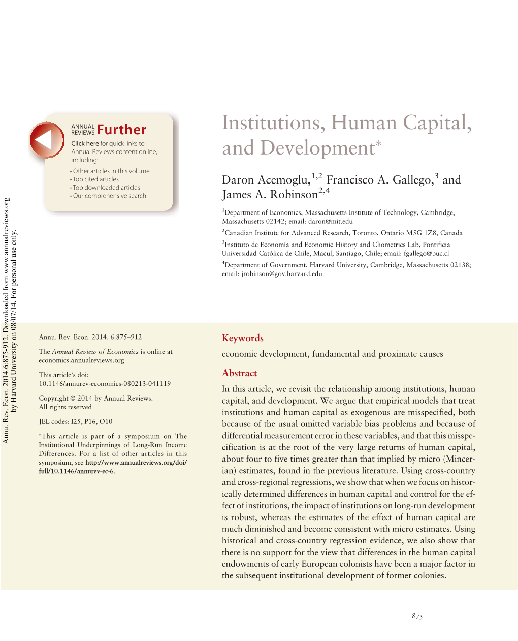 Institutions, Human Capital, and Development