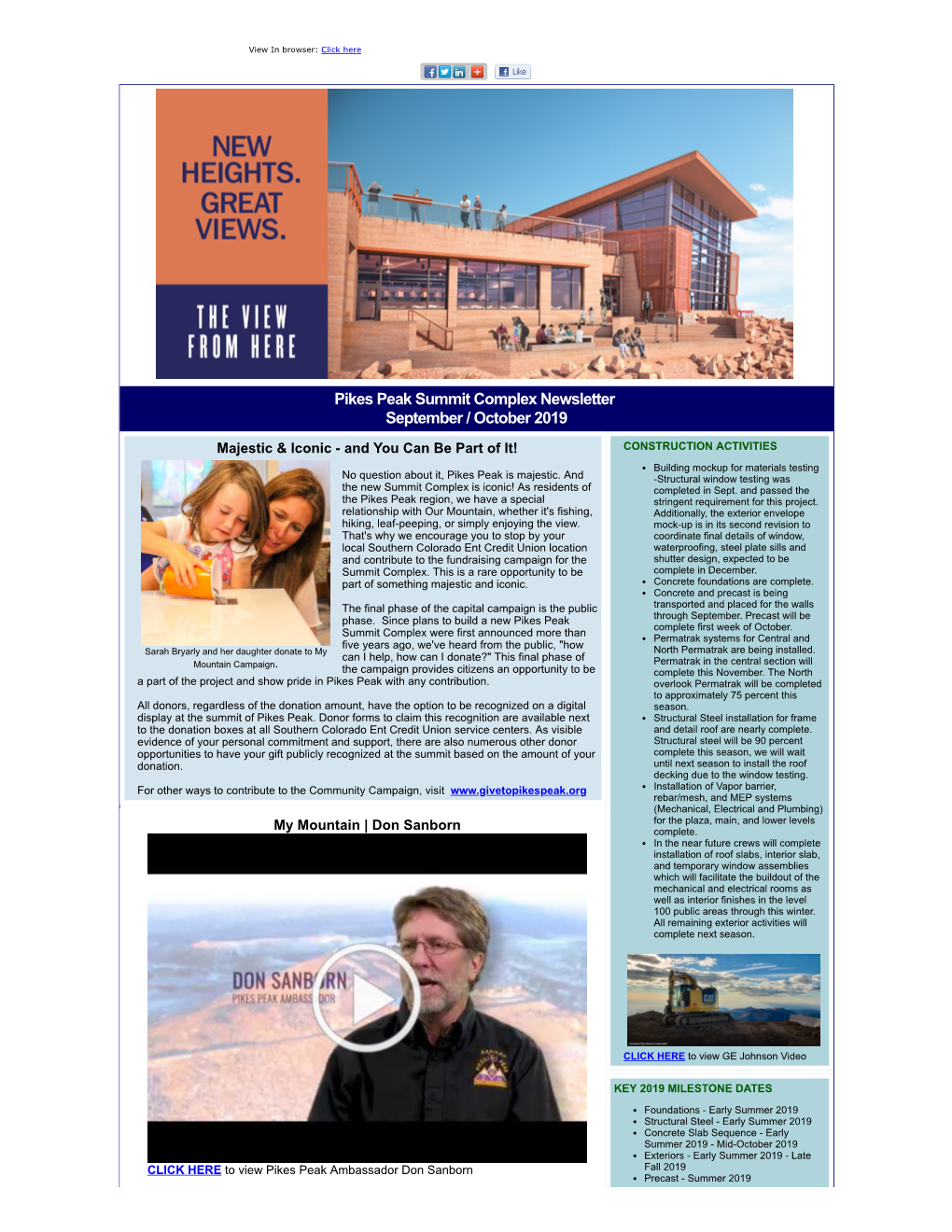 Pikes Peak Summit Complex Newsletter September / October 2019