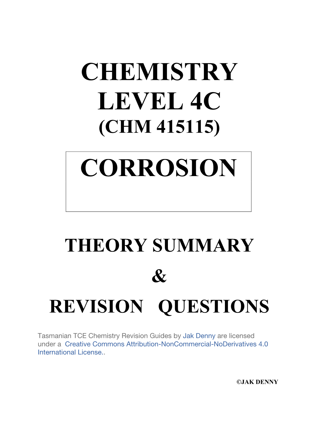 Chemistry Level 4C Corrosion
