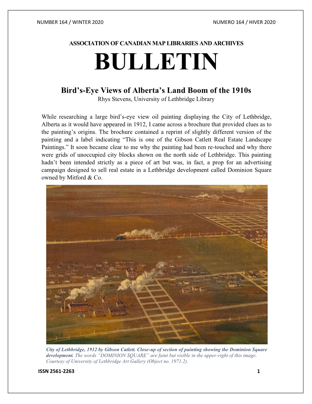 BULLETIN Bird's-Eye Views of Alberta's Land Boom of The
