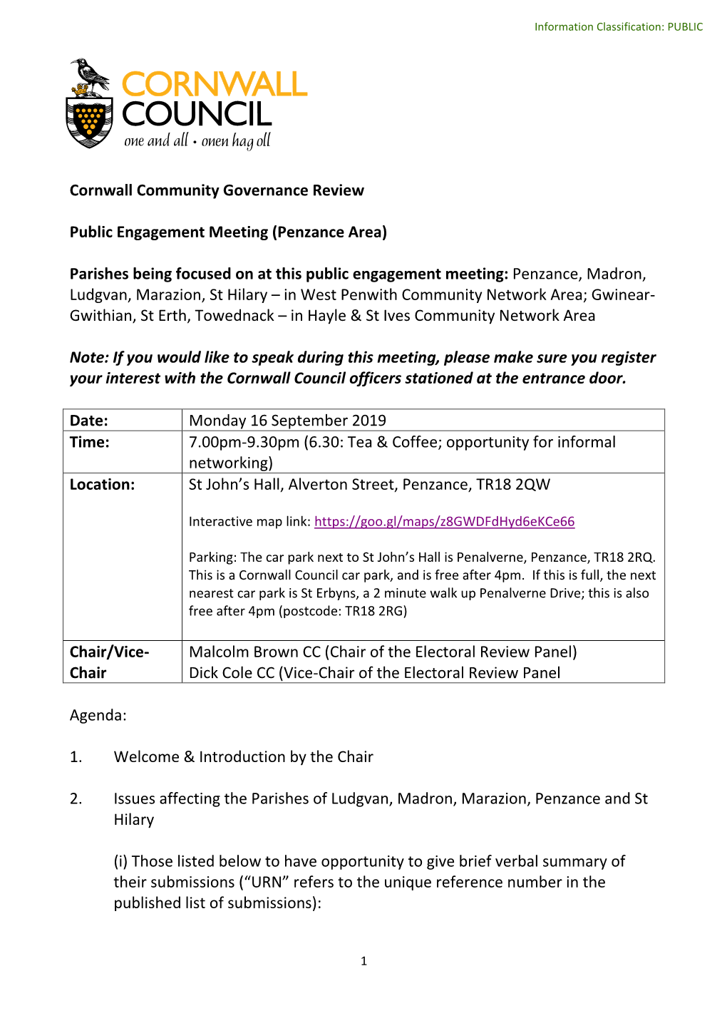 Cornwall Community Governance Review Public