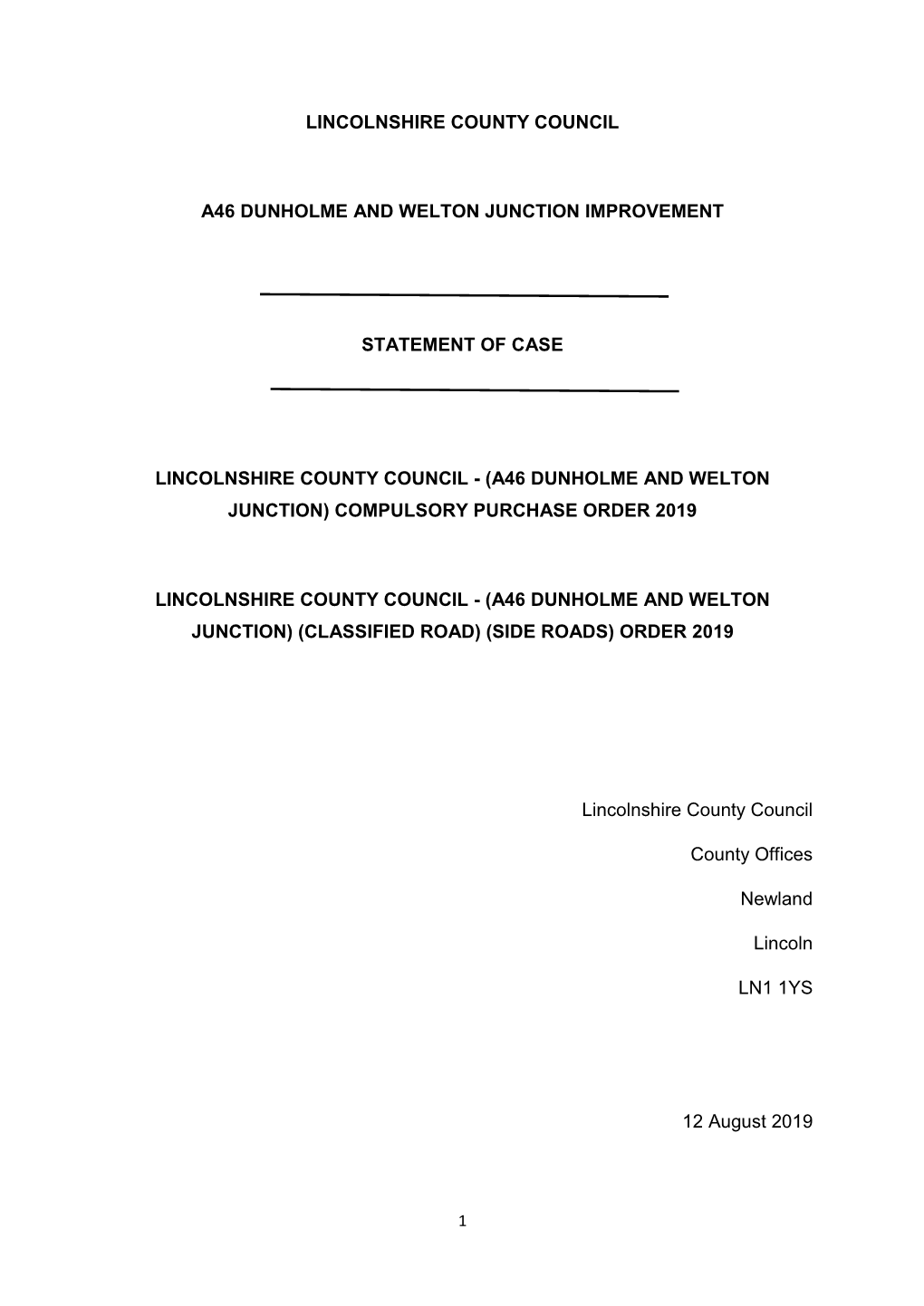 Lincolnshire County Council A46 Dunholme and Welton