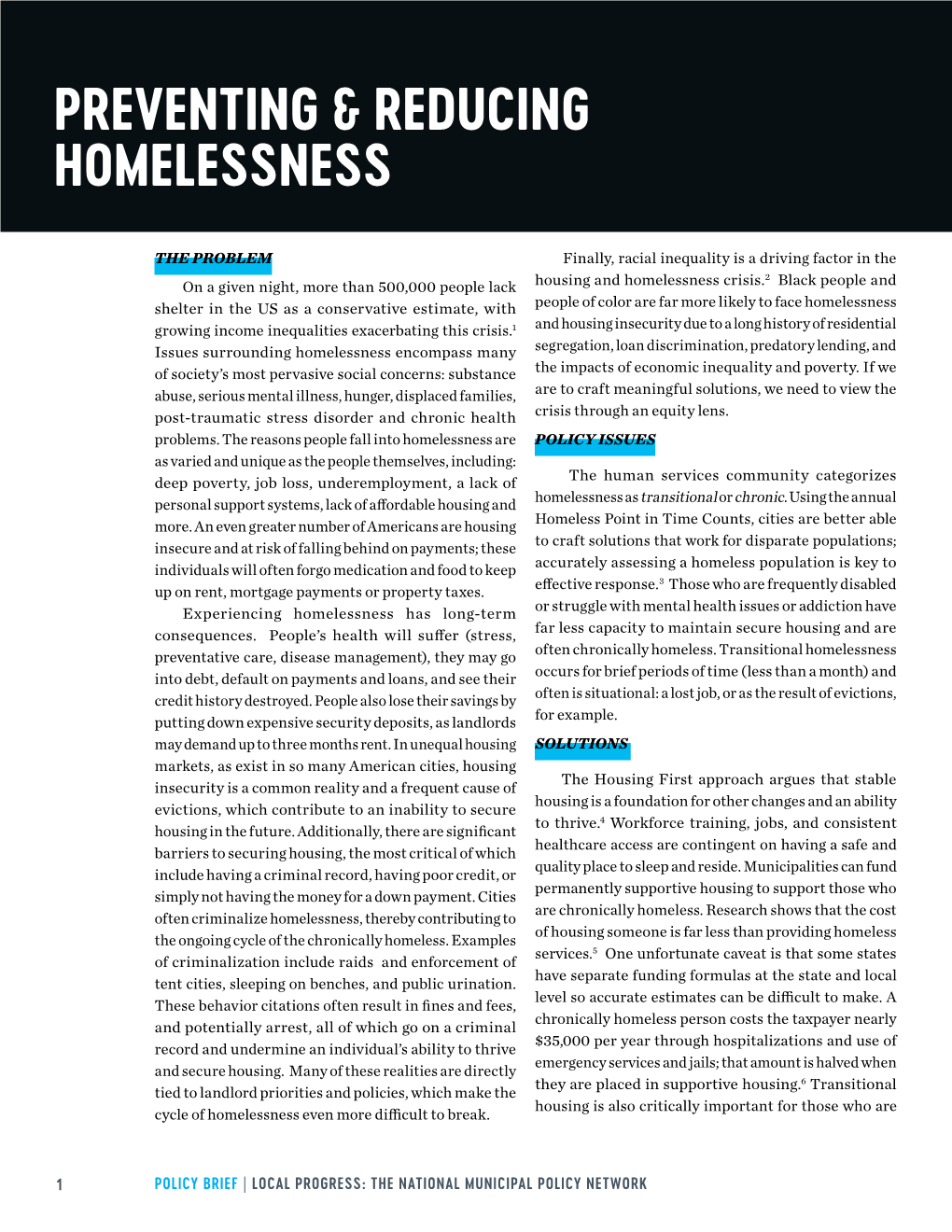 Preventing & Reducing Homelessness