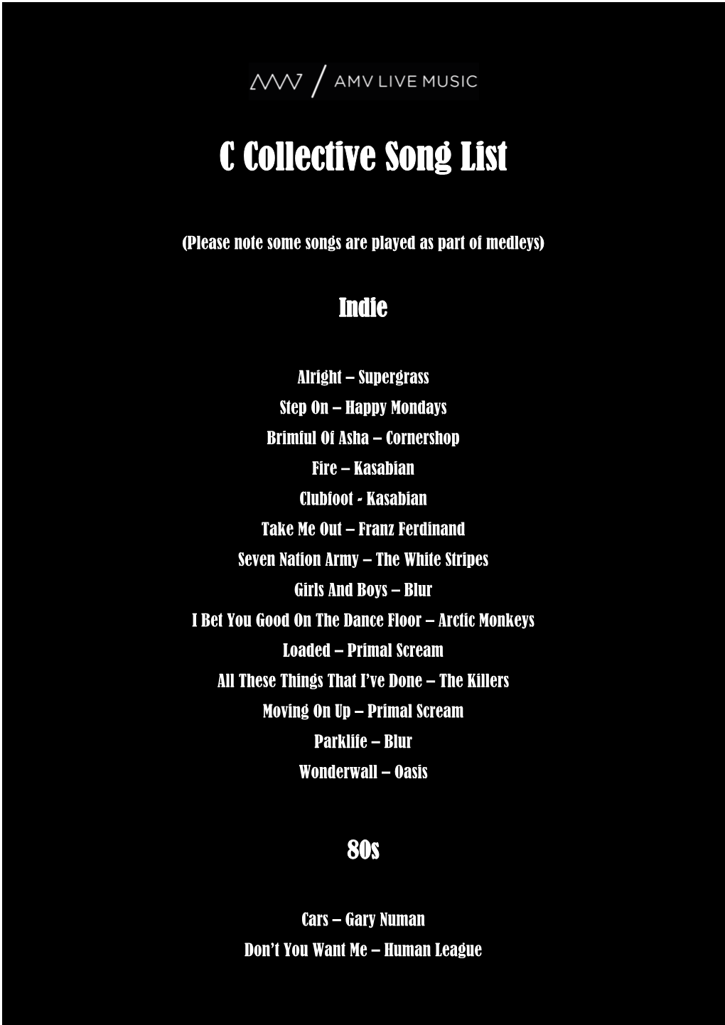 CC Collective Song List