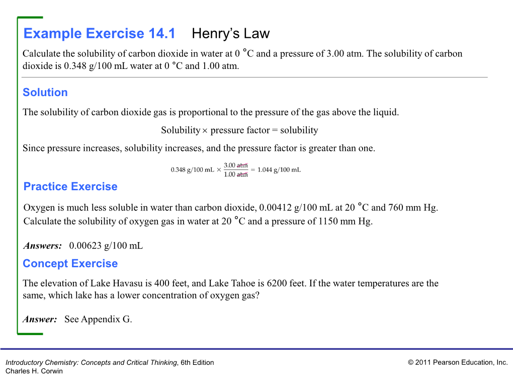 Example Exercise 14.1 Henry's