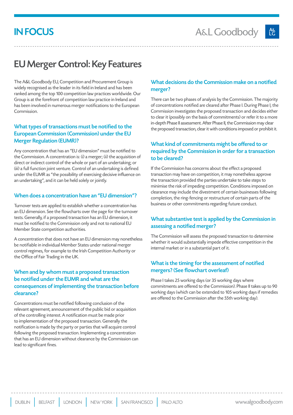 EU Merger Control: Key Features