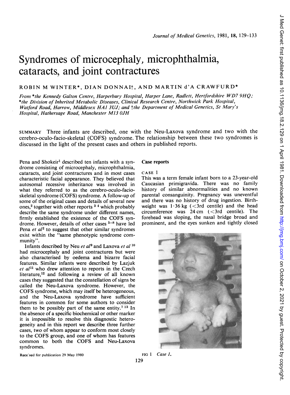 Syndromes of Microcephaly, Microphthalmia, Cataracts, and Joint Contractures