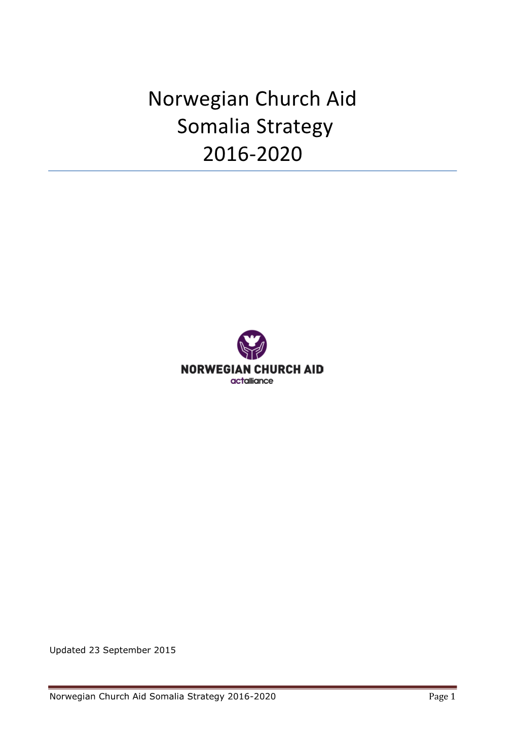 Norwegian Church Aid Somalia Strategy 2016-2020