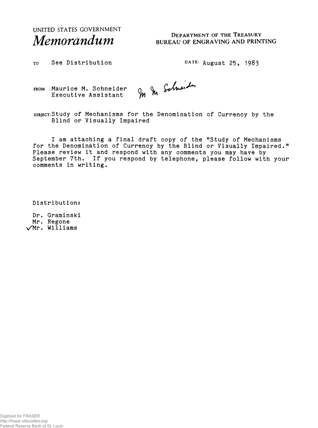 Study of Mechanisms for the Denomination of Currency by the Blind Or Visually Impaired