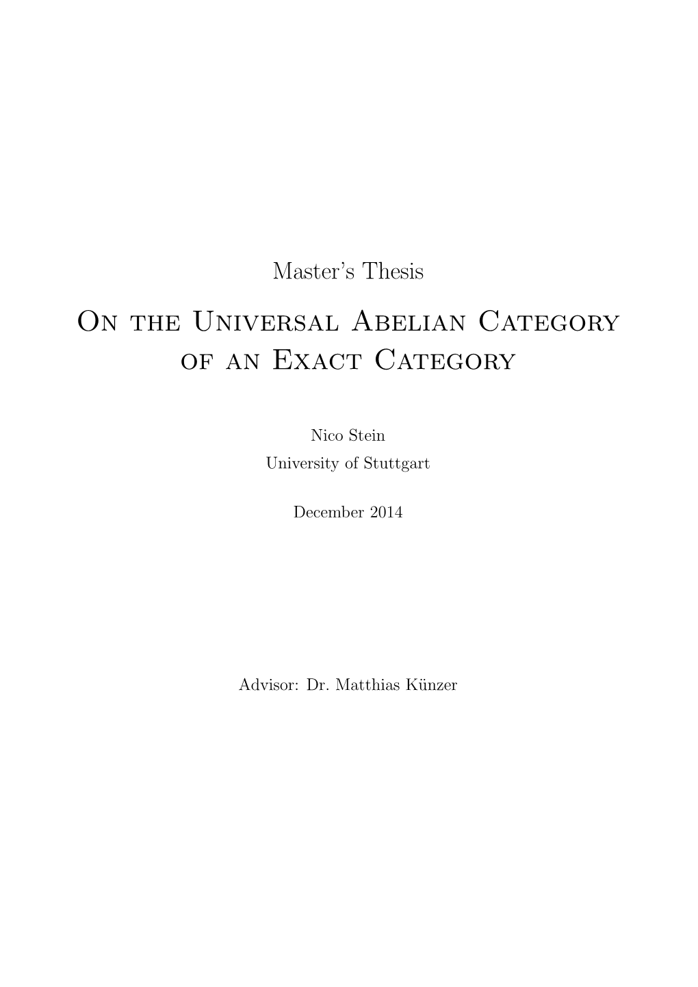 On the Universal Abelian Category of an Exact Category