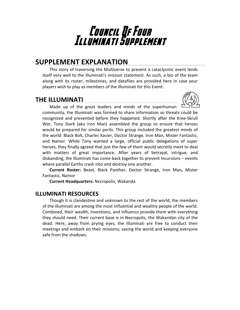 Cof Illuminati Supplement