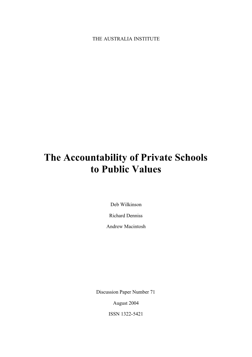 The Accountability of Private Schools to Public Values