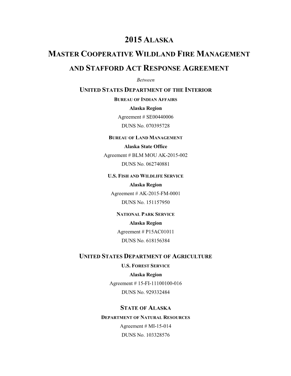 2015 Alaska Statewide Master Agreement with Exhibits