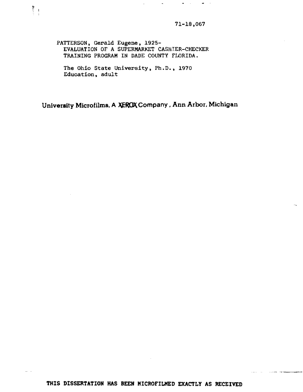 University Microfilms, a XEROX Company, Ann Arbor, Michigan