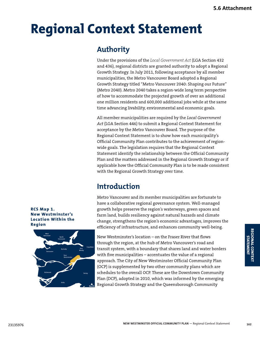 New Westminster Regional Context Statement Regional Land Use Designation and Overlay Changes