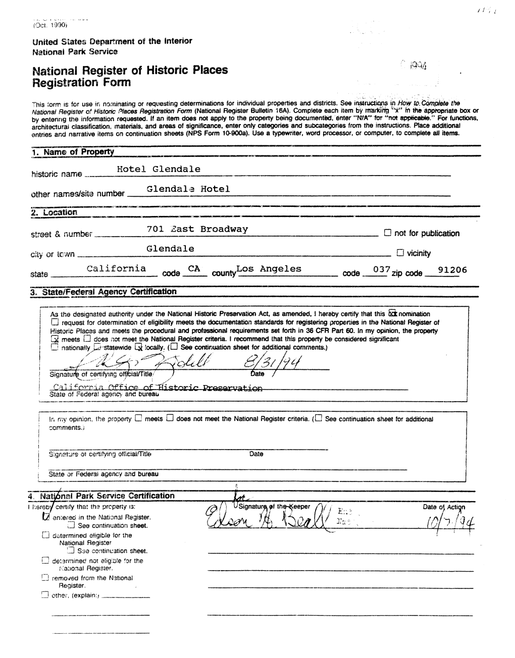 J±24M^ [J Determined Eligible for the National Register G Sae Continuation Sheet