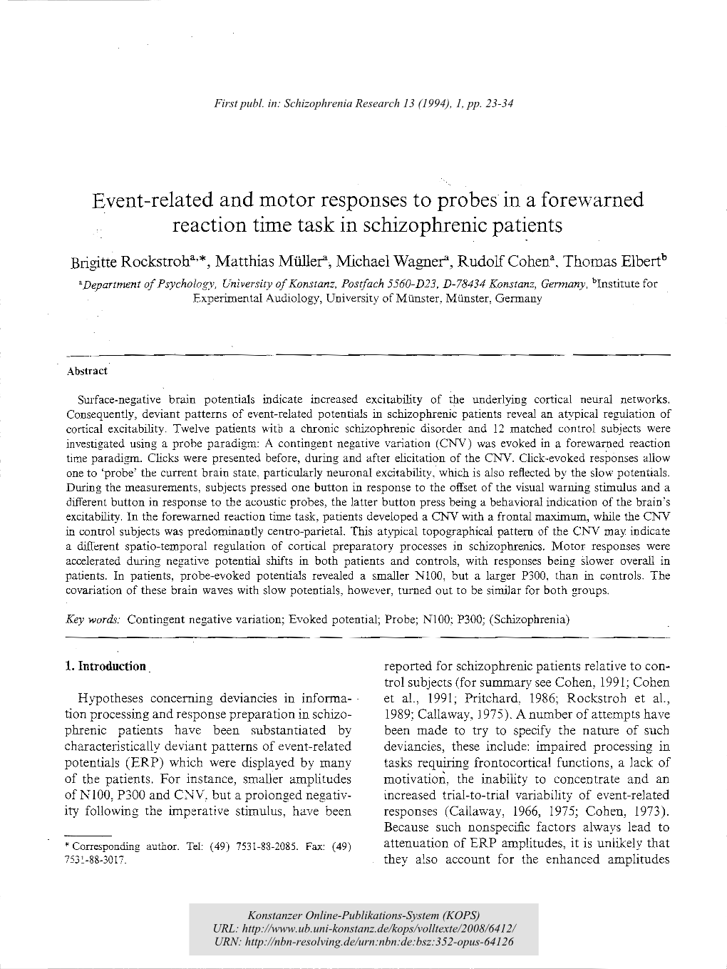 Event-Related and Motor Responses to Probes in a Forewarned Reaction