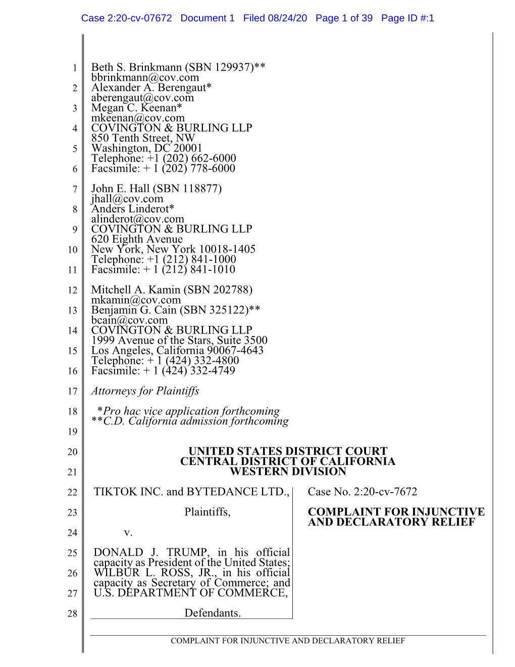 Case 2:20-Cv-07672 Document 1 Filed 08/24/20 Page 1 of 39 Page ID #:1